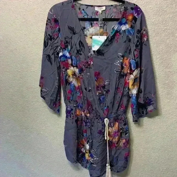 NWT Purple floral Umgee Romper sz L summer casual festival concert boho bohemian - Picture 1 of 9